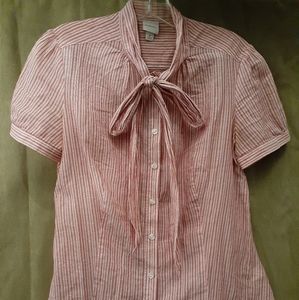 Candy cane pinstripe button up with neck tie.